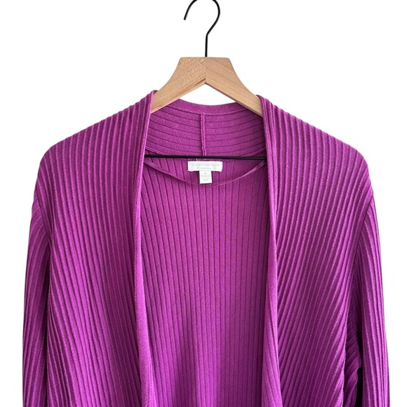 Charter Club Open Front Sweater Cardigan Size 1X Ribbed Office Casual Stretch - Picture 2 of 16